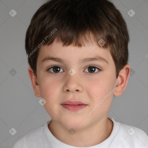 Neutral white child male with short  brown hair and brown eyes