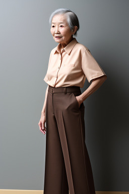 Korean elderly female with  brown hair