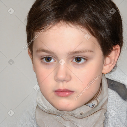 Neutral white child female with short  brown hair and brown eyes