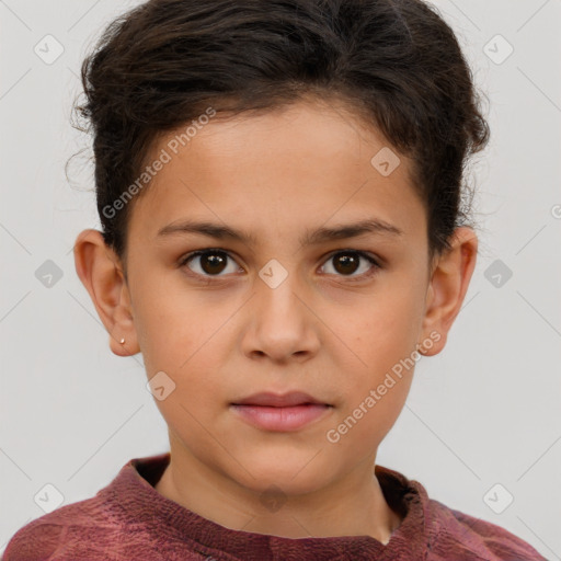 Neutral white child male with short  brown hair and brown eyes