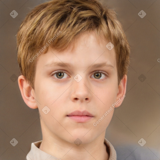 Neutral white child male with short  brown hair and brown eyes