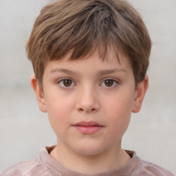 Neutral white child male with short  brown hair and brown eyes