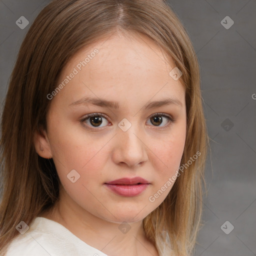 Neutral white child female with medium  brown hair and brown eyes