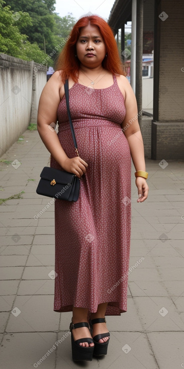 Nepalese middle-aged female with  ginger hair