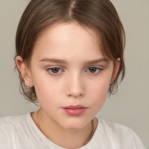 Neutral white child female with medium  brown hair and brown eyes