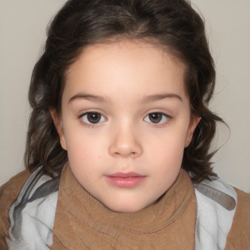 Neutral white child female with medium  brown hair and brown eyes