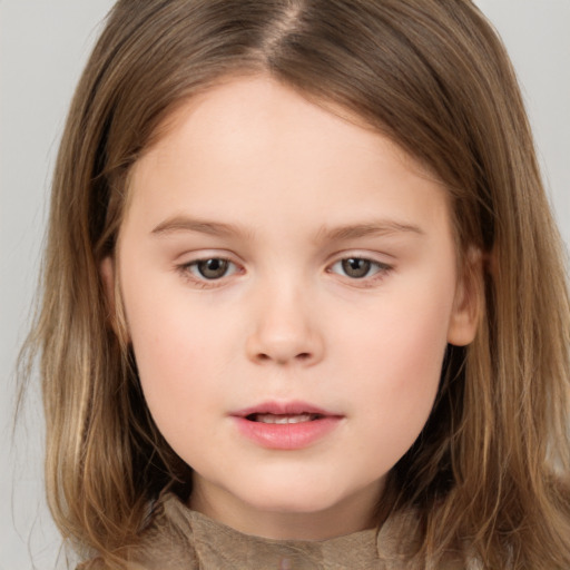 Neutral white child female with medium  brown hair and brown eyes