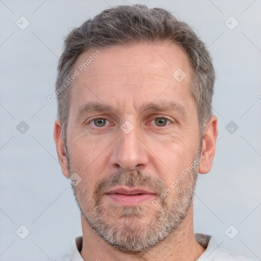 Neutral white adult male with short  brown hair and brown eyes