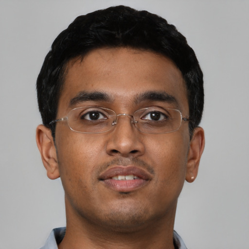 Neutral asian young-adult male with short  brown hair and brown eyes