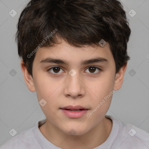 Neutral white child male with short  brown hair and brown eyes