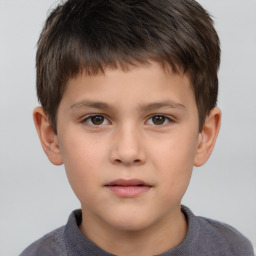 Neutral white child male with short  brown hair and brown eyes