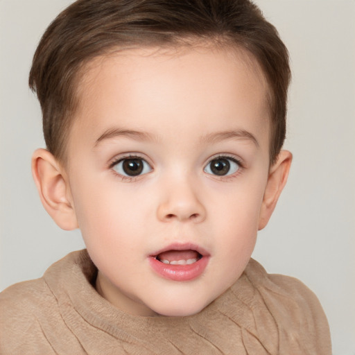 Neutral white child female with short  brown hair and brown eyes