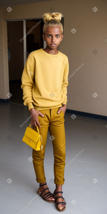 Ethiopian teenager boy with  blonde hair