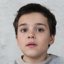 Neutral white child male with short  brown hair and brown eyes