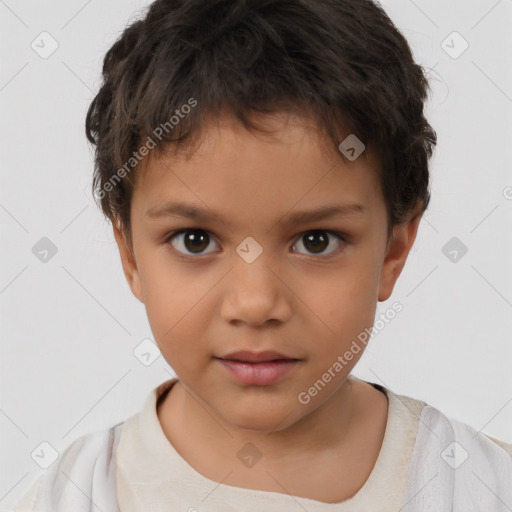 Neutral white child female with short  brown hair and brown eyes