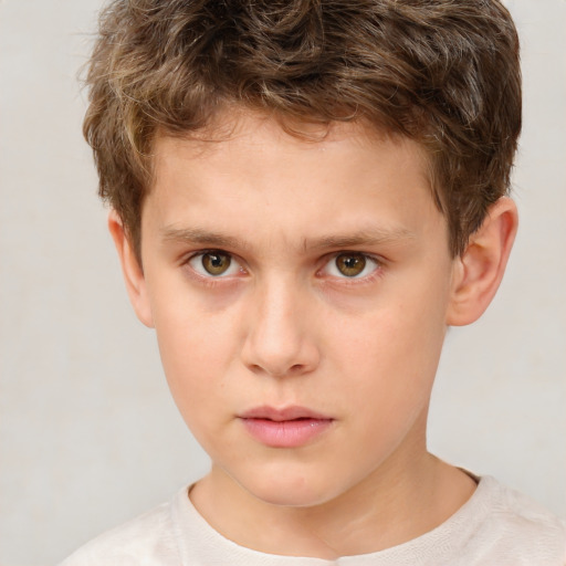 Neutral white child male with short  brown hair and brown eyes