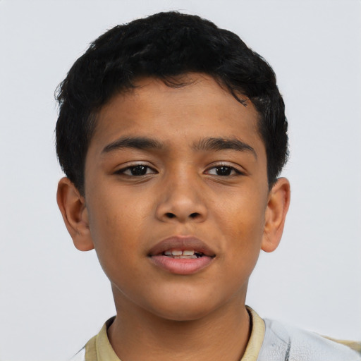 Neutral latino child male with short  brown hair and brown eyes