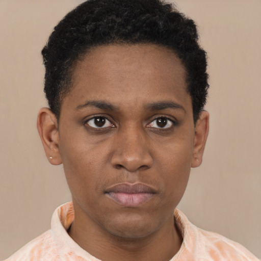 Neutral latino young-adult male with short  brown hair and brown eyes