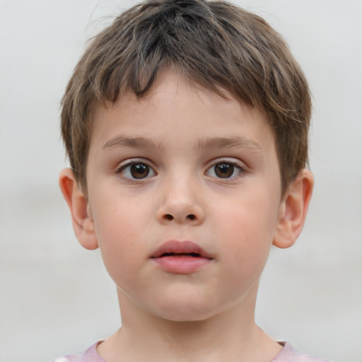 Neutral white child male with short  brown hair and brown eyes