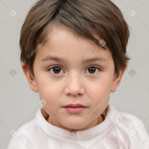 Neutral white child female with short  brown hair and brown eyes