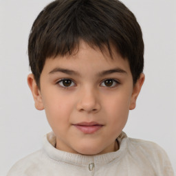 Neutral white child female with short  brown hair and brown eyes