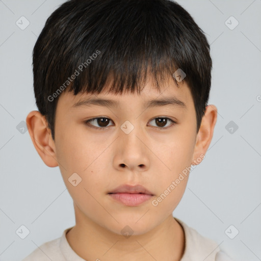 Neutral asian young-adult male with short  brown hair and brown eyes