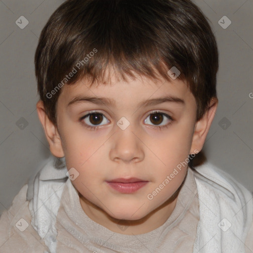 Neutral white child male with short  brown hair and brown eyes