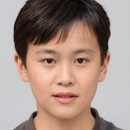 Neutral white child male with short  brown hair and brown eyes