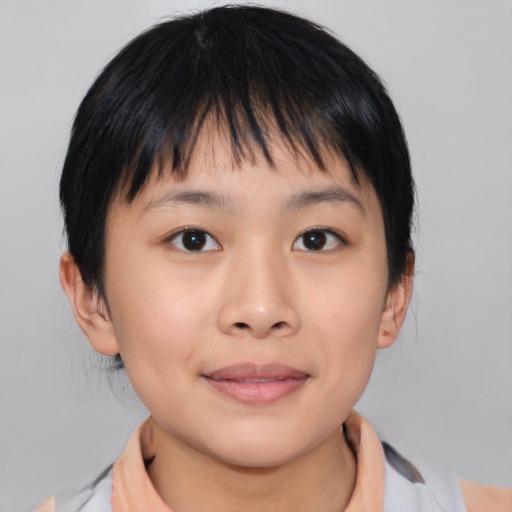 Neutral asian young-adult female with medium  brown hair and brown eyes