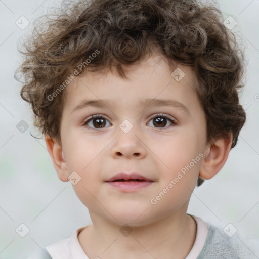 Neutral white child male with short  brown hair and brown eyes