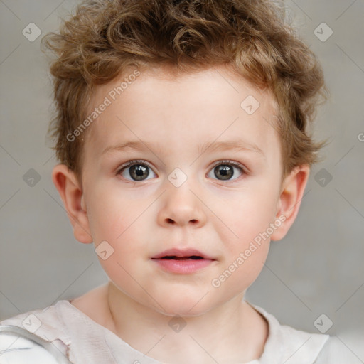 Neutral white child male with short  brown hair and brown eyes