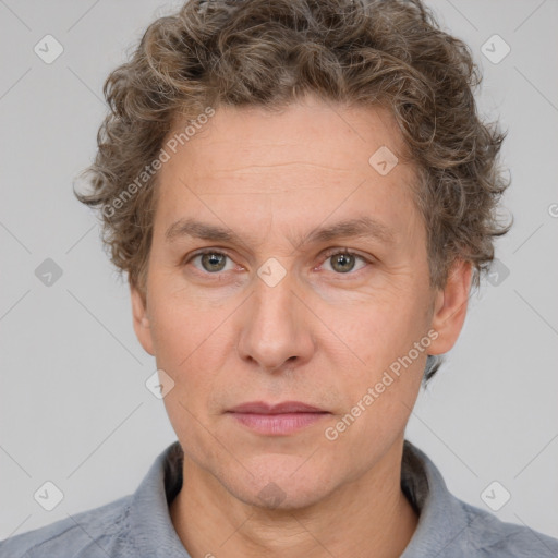 Neutral white adult male with short  brown hair and brown eyes