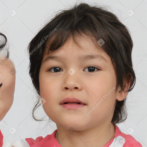 Neutral white child female with medium  brown hair and brown eyes