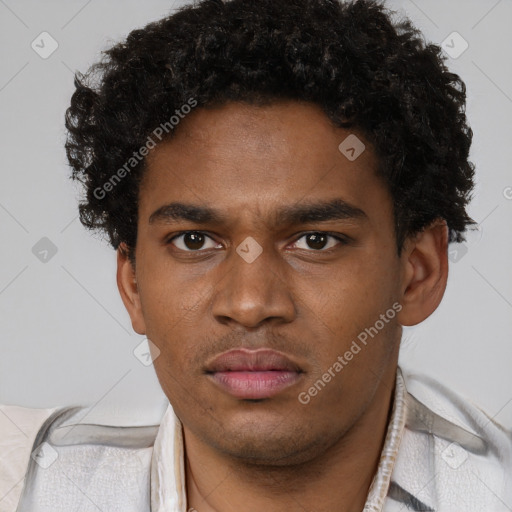 Neutral black young-adult male with short  brown hair and brown eyes