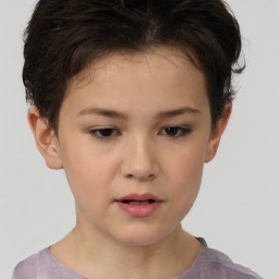 Neutral white child female with short  brown hair and brown eyes