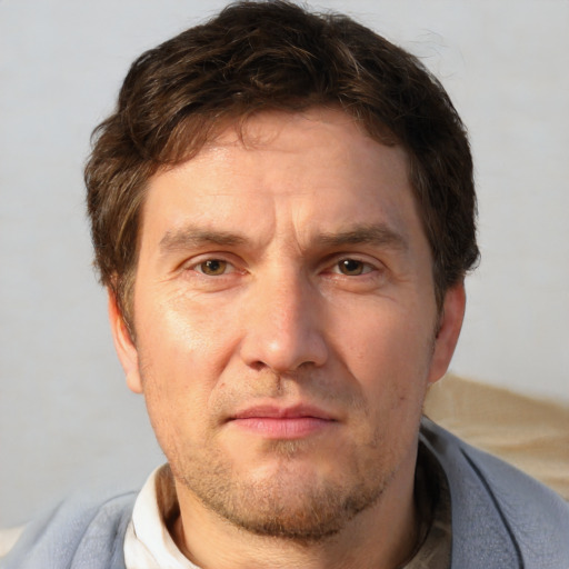 Neutral white adult male with short  brown hair and brown eyes