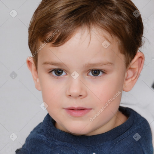 Neutral white child male with short  brown hair and brown eyes