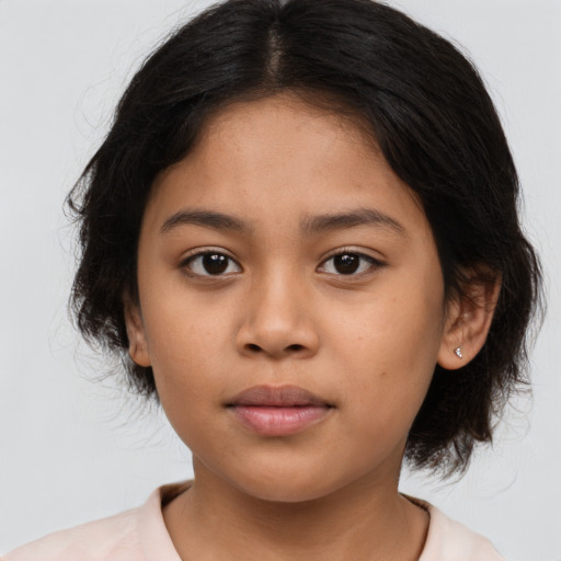 Neutral asian young-adult female with medium  brown hair and brown eyes