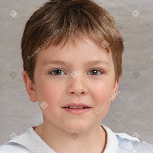 Neutral white child male with short  brown hair and brown eyes