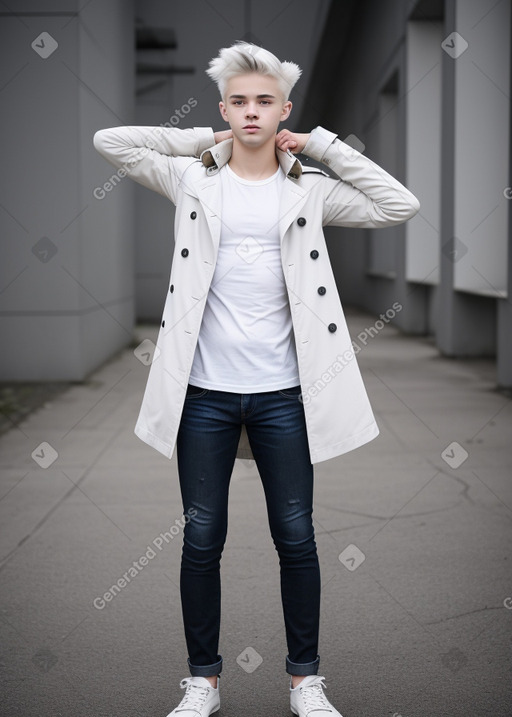 Lithuanian teenager boy with  white hair