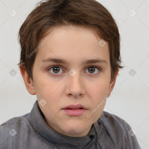 Neutral white child female with short  brown hair and brown eyes