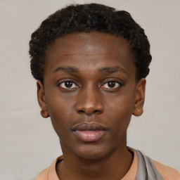 Neutral black young-adult male with short  brown hair and brown eyes