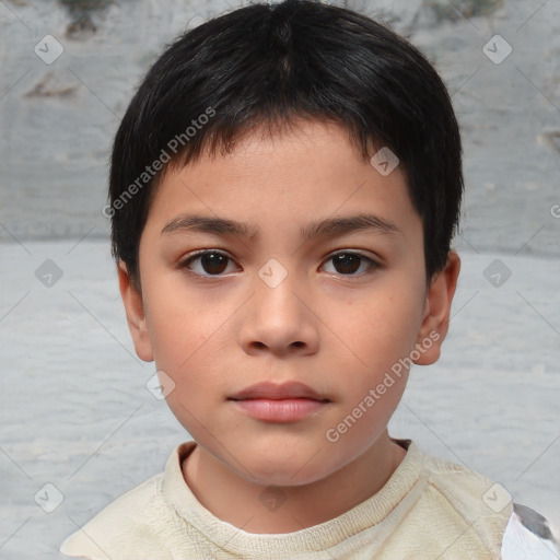 Neutral white child male with short  brown hair and brown eyes