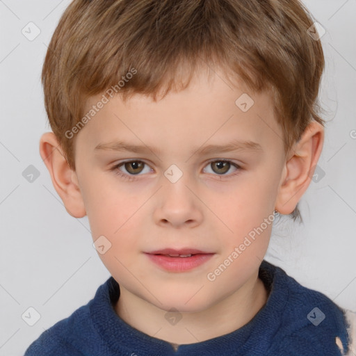 Neutral white child male with short  brown hair and brown eyes