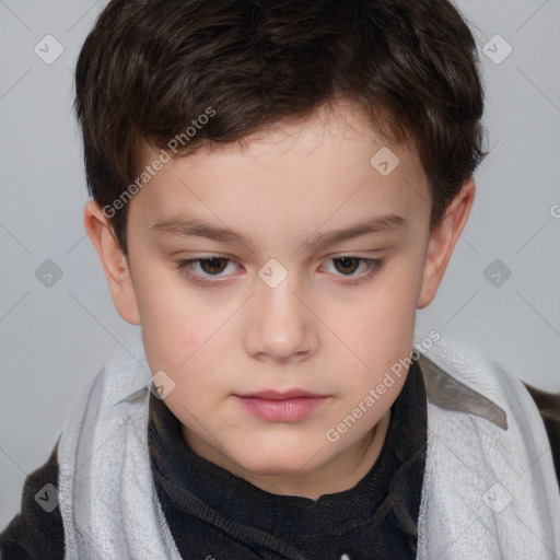 Neutral white child male with short  brown hair and brown eyes