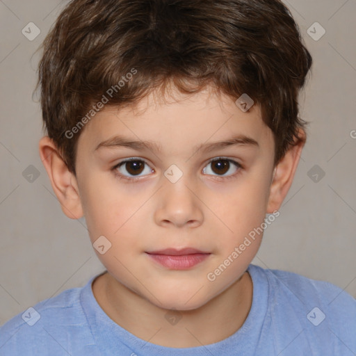 Neutral white child male with short  brown hair and brown eyes