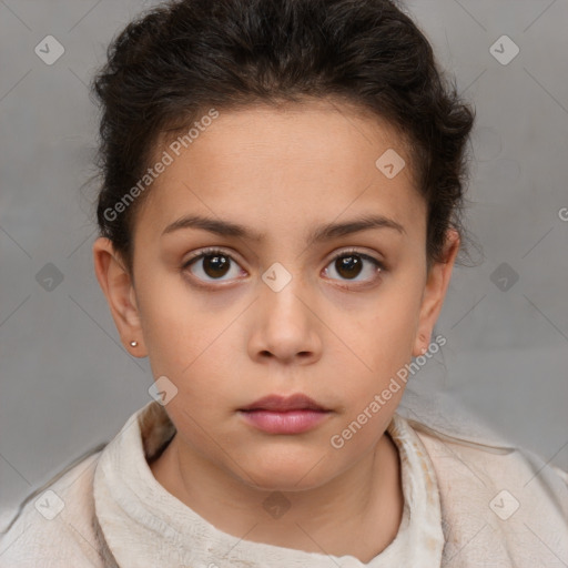 Neutral white child female with short  brown hair and brown eyes