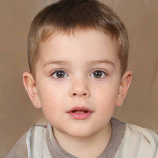 Neutral white child male with short  brown hair and brown eyes