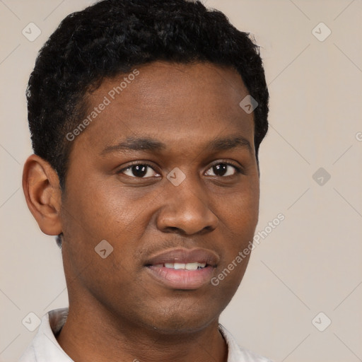 Neutral black young-adult male with short  brown hair and brown eyes