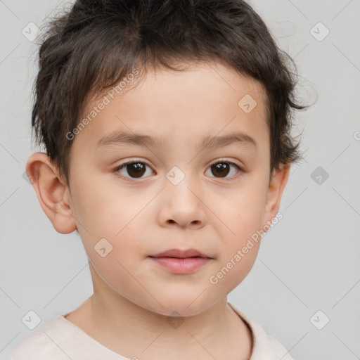 Neutral white child male with short  brown hair and brown eyes